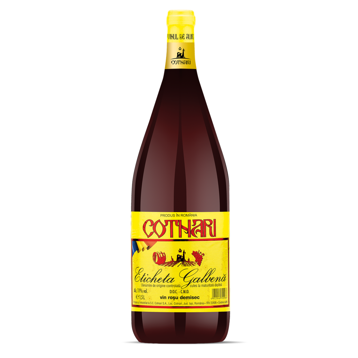 Vin Cotnari Etichetă Galbenă 1.5L Roșu Demidulce
