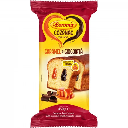 Cozonac Caramel/Ciocolată/Rom 450Gr
