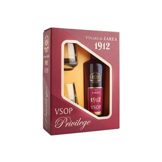 Pachet Zarea Privilege Vinars 1912 Vsop 0.7L + 2 Pahare