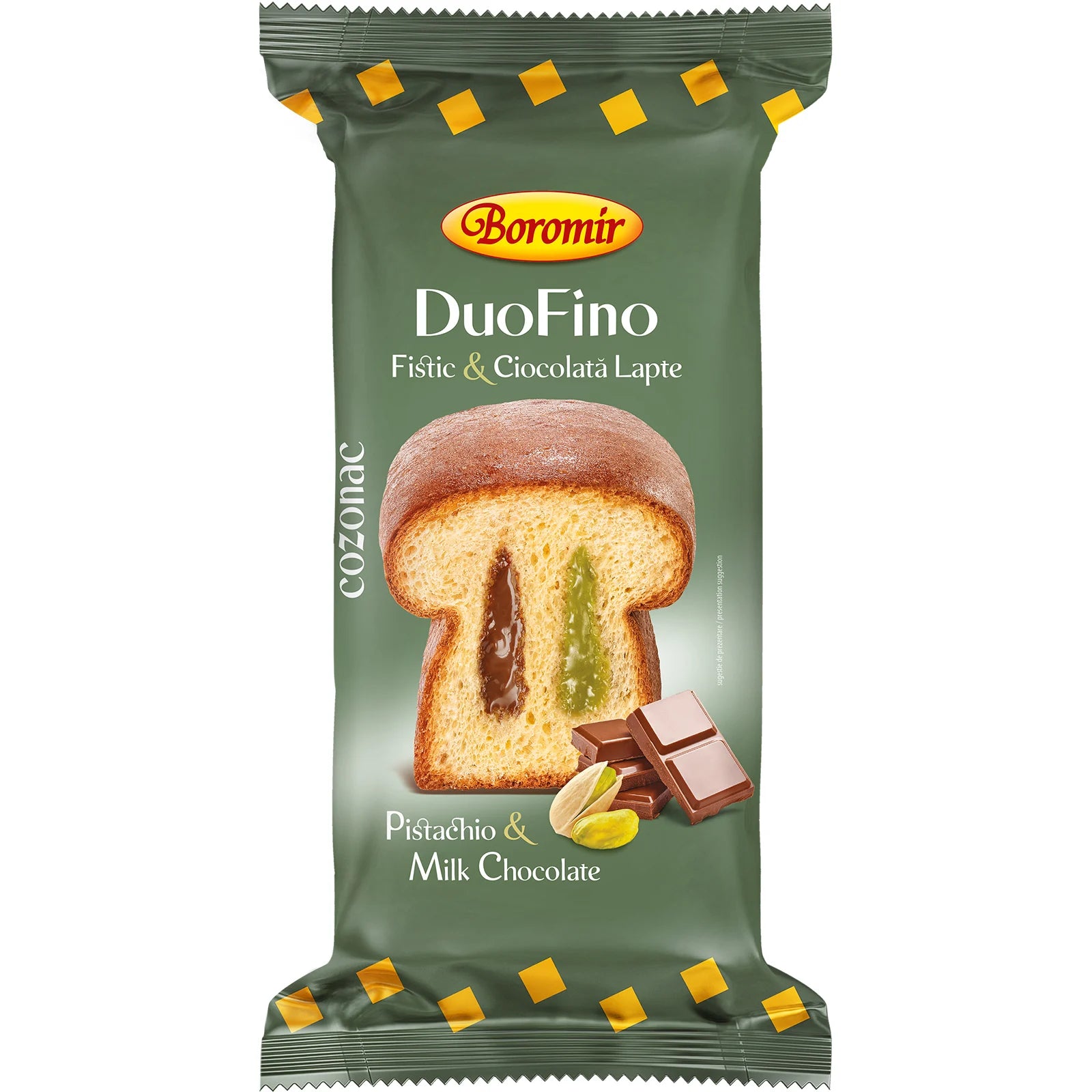 Cozonac Duofino Fistic & Ciocolată Lapte 400Gr