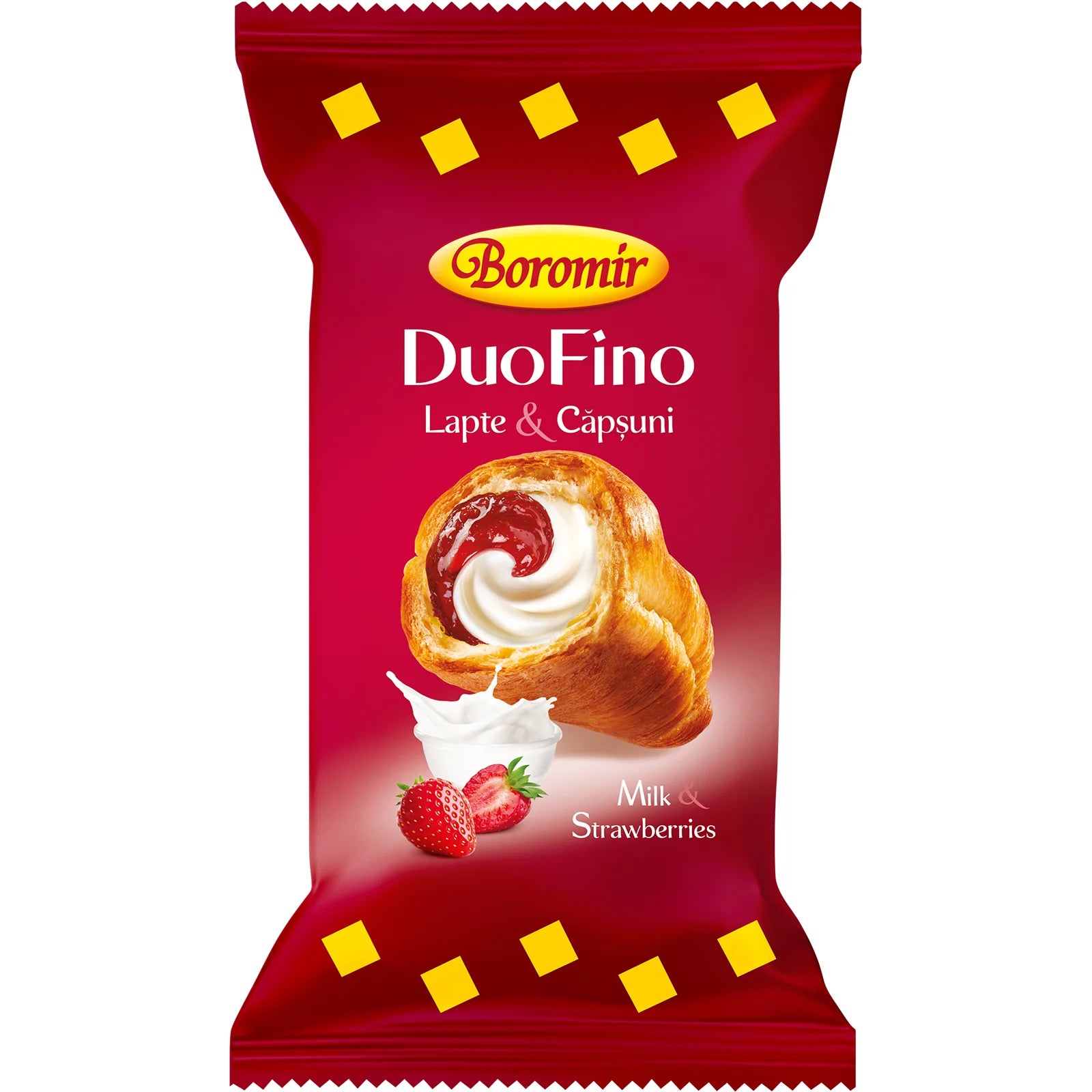 Croissant Duofino Lapte/Căpșuni 75Gr/30Bax